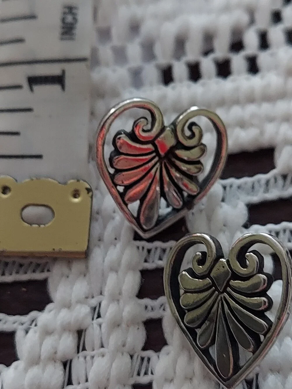 Sterling Silver Filigree Heart Posts - Picture 3 of 5